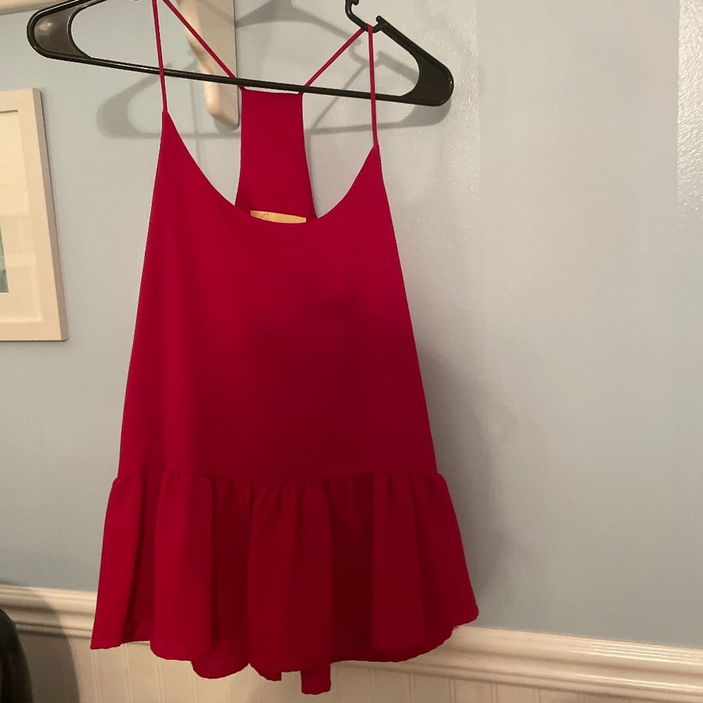 how. very. loved. Strappy Peplum Tank Small Red